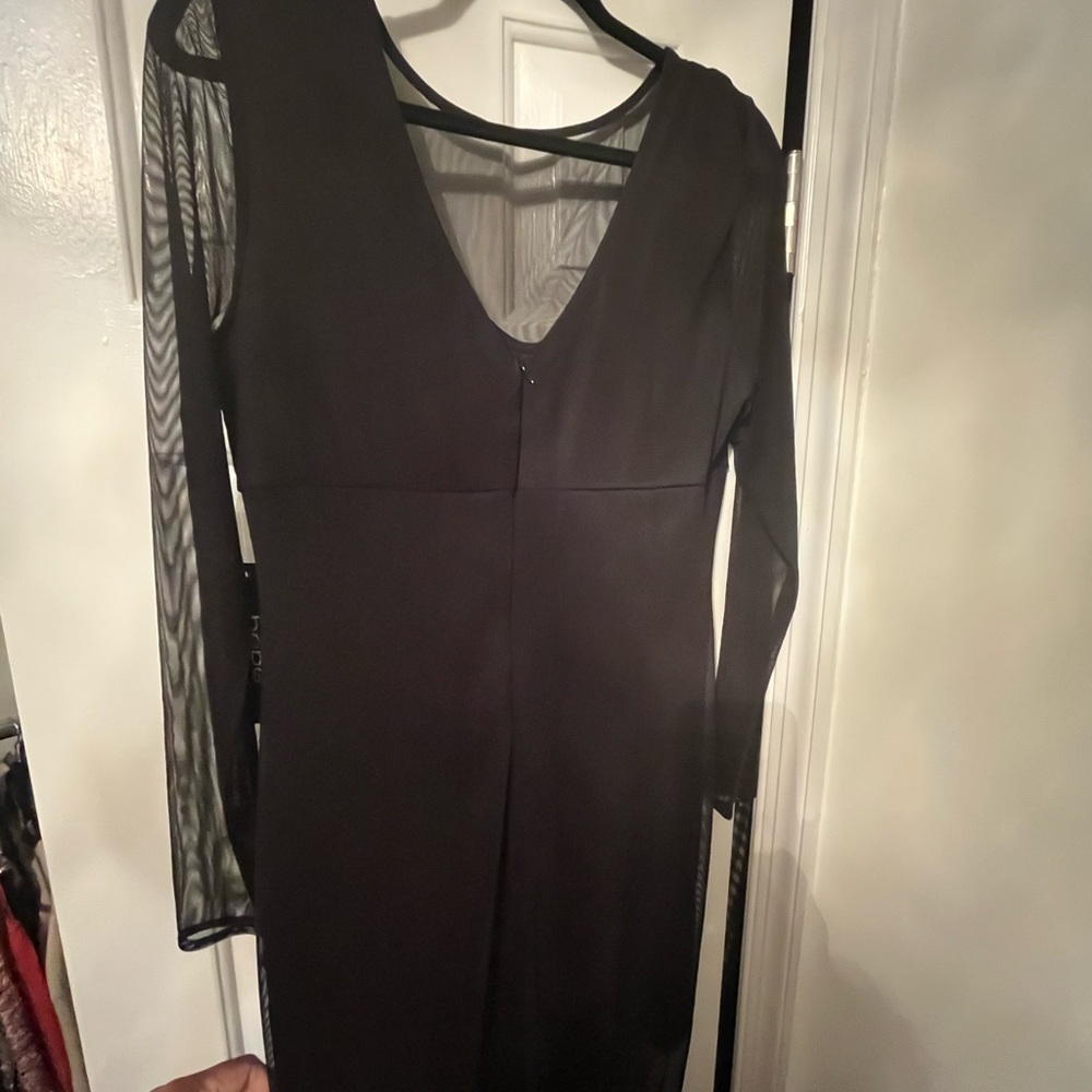 bebe sheer lined black, cocktail dress in size XL. - Picture 3 of 5